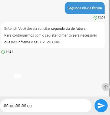 Print do Local para informar a Gesse o CPF ou CNPJ