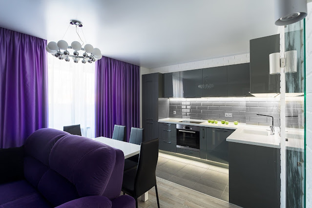 purple and gray kitchen ideas