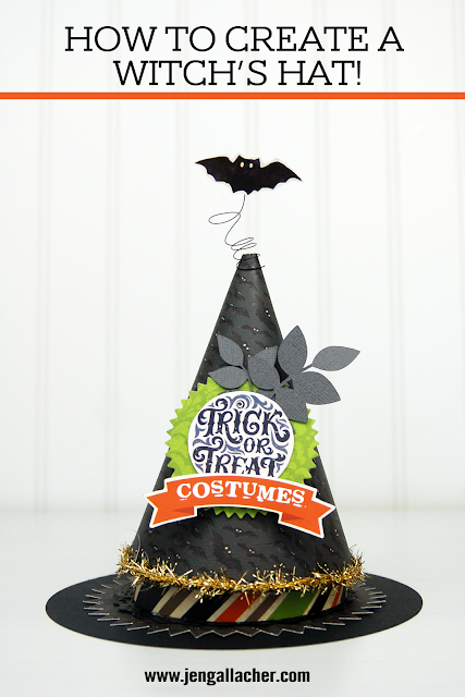 Halloween Witch's Hat paper craft with www.jengallacher.com. #halloween #halloweencraft #diecutting