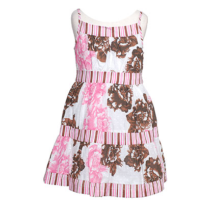 PINK BROWN FLORAL Spring Dress by BONNIE JEAN