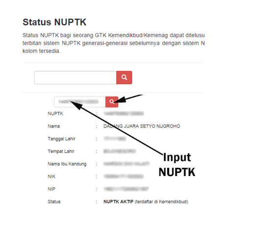 Cek Keaktifan NUPTK Terdaftar Di KEMDIKBUD / KEMENAG Tahun 2017