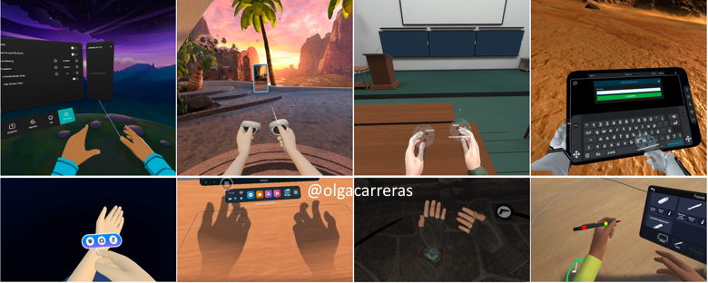 Manos en diferentes entornos de realidad virtual