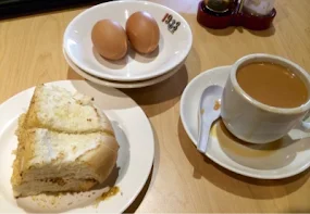 Kaya toast with eggs and buns