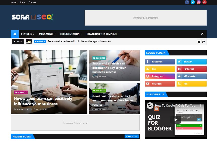 Sora SEO 2 Blogger Template