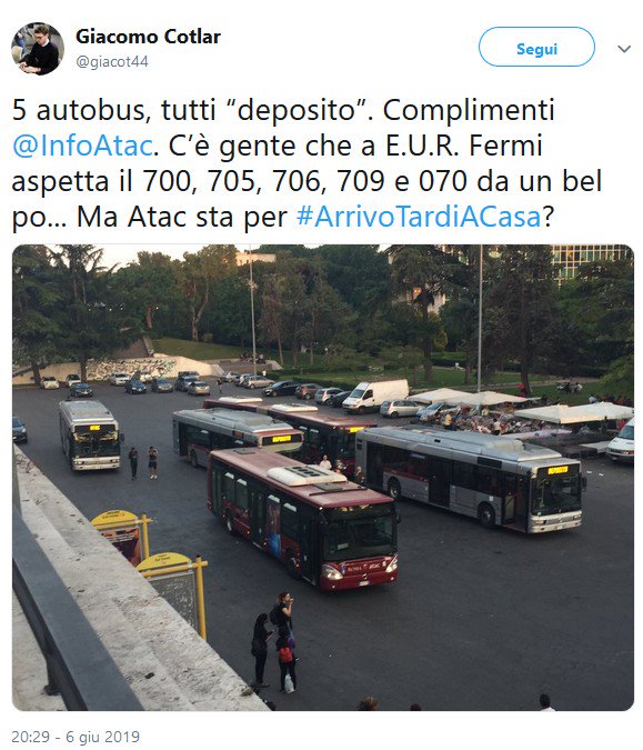 Situazione Trasporto Pubblico Roma venerdì 7 giugno