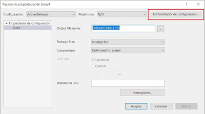 Administrador de configuración Visual Studio 2019