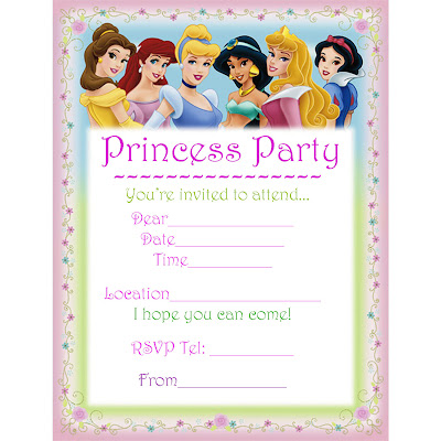 Free Printable Birthday Party Invitations on Disney Princesses Printable Birthday Invitation