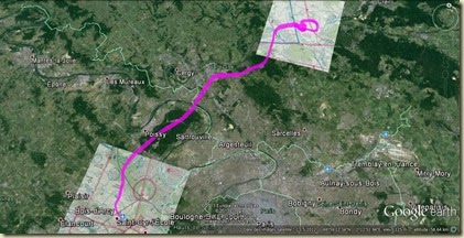 Couloir VFR Rabotage de classe A Parisienne Trace GPS