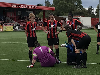 Actonians GK Paige Horsnell had to go off injured