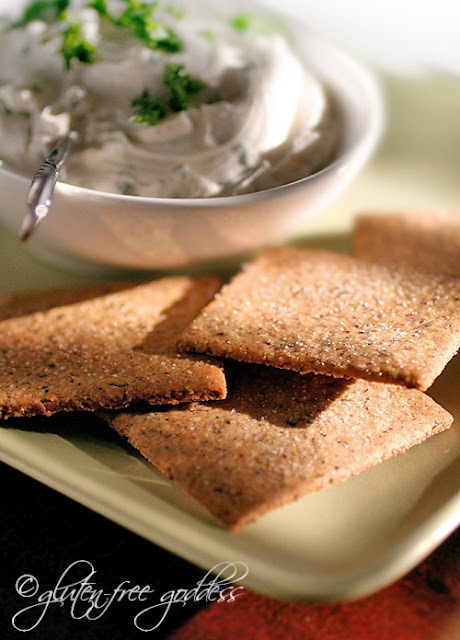 Gluten free hazelnut cracker recipe with dairy free herb cream cheese spread and both recipes are vegan