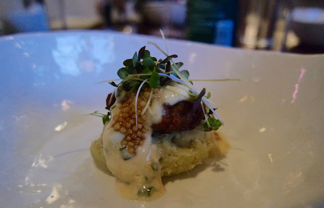 Alligator & Mirliton: pickled mustard seeds, white remoulade