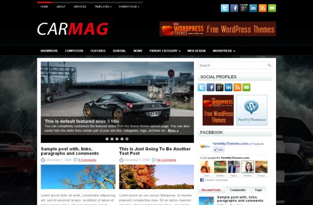 Cars News Magazine Black Free Wordpress Themes