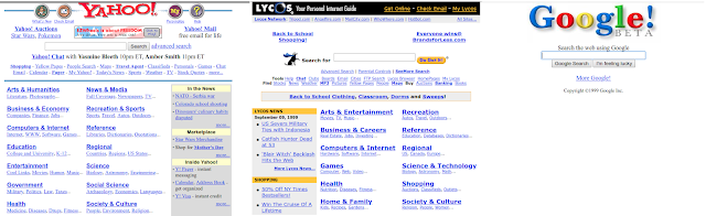 Suchmaschinen Ende der 1990er Jahre.
