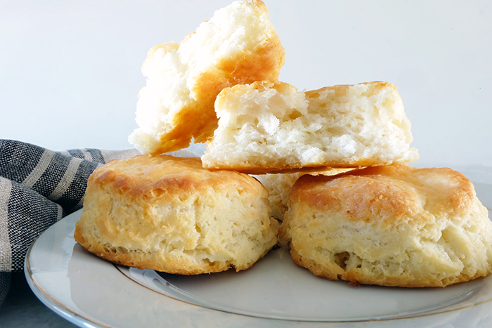 White Lily Buttermilk Biscuits plated showing insides