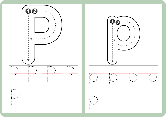How to write the letter P - Printable A to Z handwriting worksheets