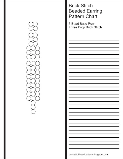 Free printable blank brick stitch beaded earring pattern chart.