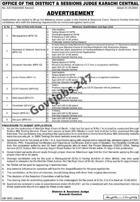 District and Session Court Jobs