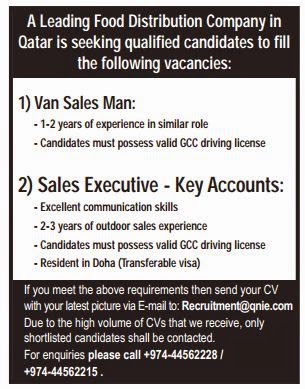 Leading Food Distribution co JOb Vacancies in Qatar