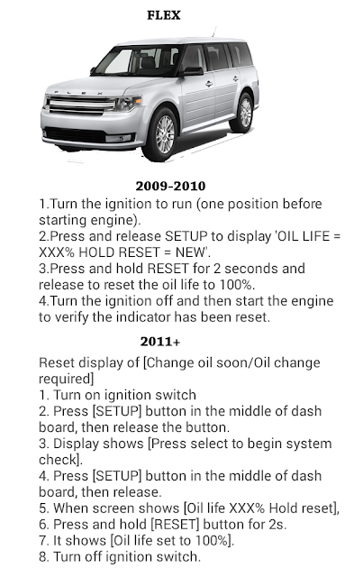 Complete Oil reset Guide for FORD Cars ford flex