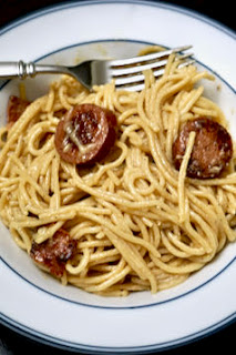 Cheesy Garlic Sausage and Bacon Carbonara: Savory Sweet and Satisfying