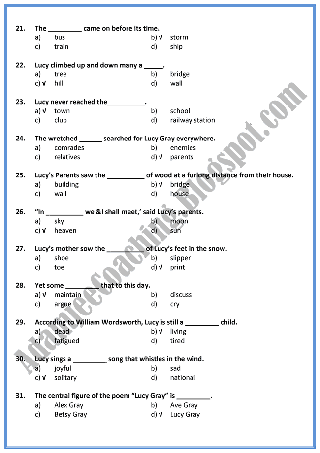 Lucy-Gray-MCQs-English-XI