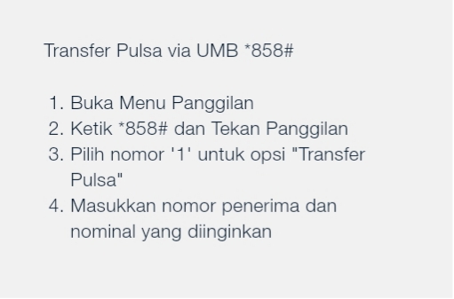 Transfer Pulsa Telkomsel via UMB *858#