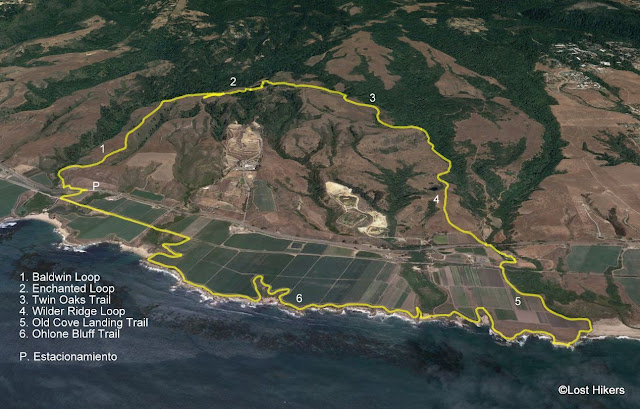 Map of route followed by Lost Hikers in Wilder Ranch State Park