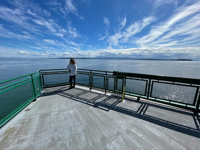 Enjoying the ferry ride and the beautiful weather. The clouds were amazing