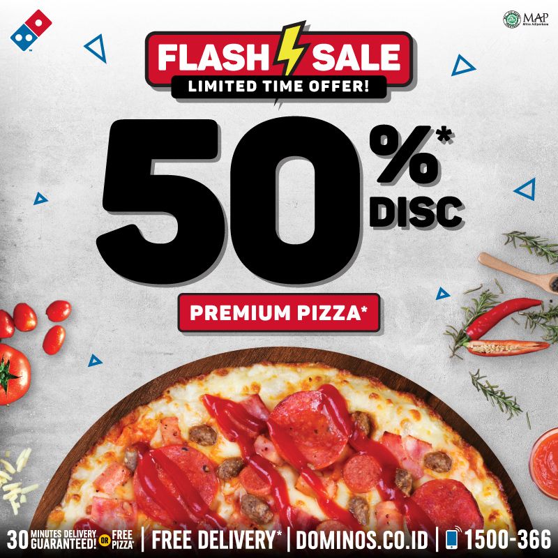 Domino'sPizza - Flash Sale Limited Offer Diskon s.d 50% Premium Pizza