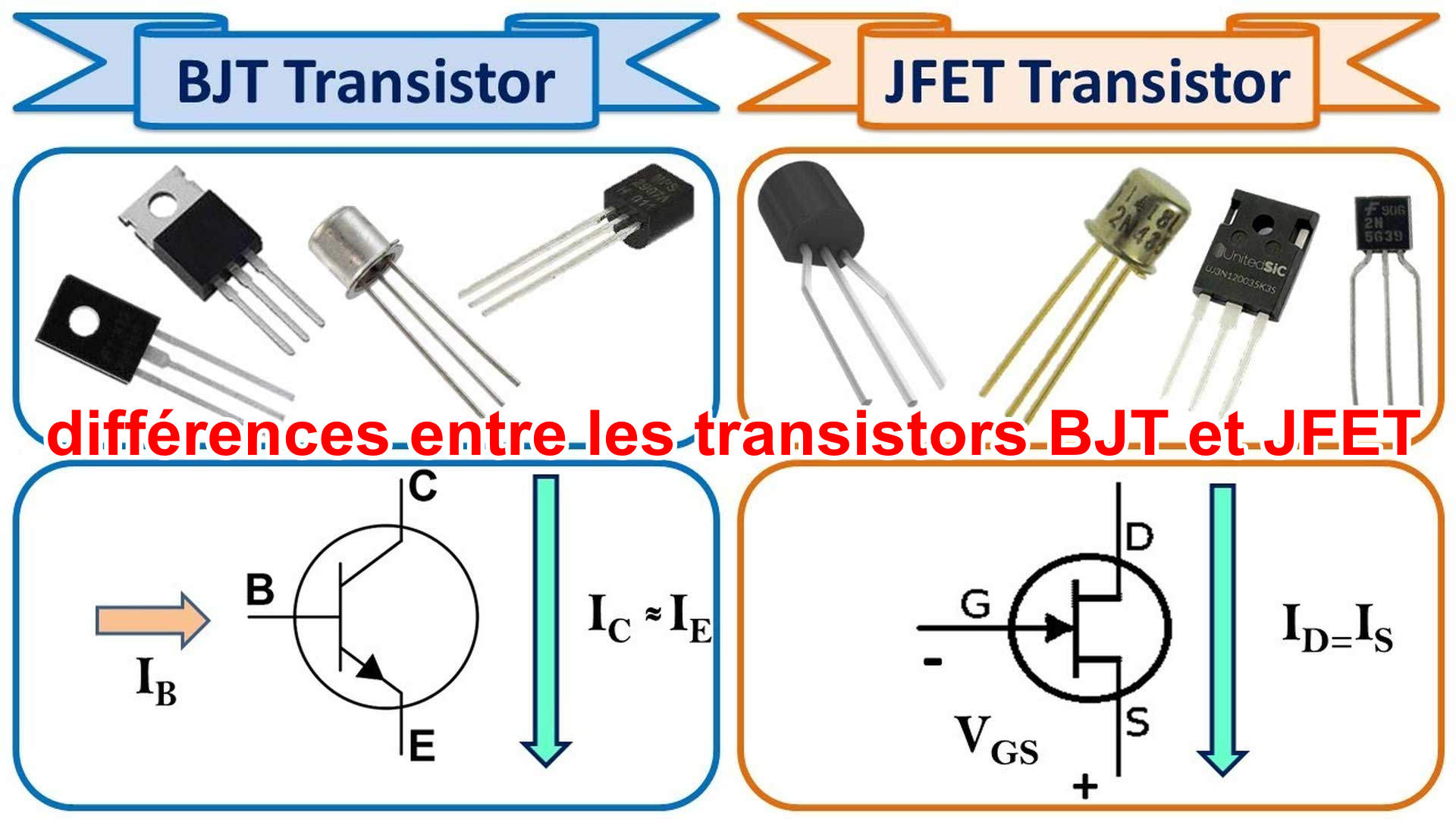 différences entre les transistors BJT et JFET ?