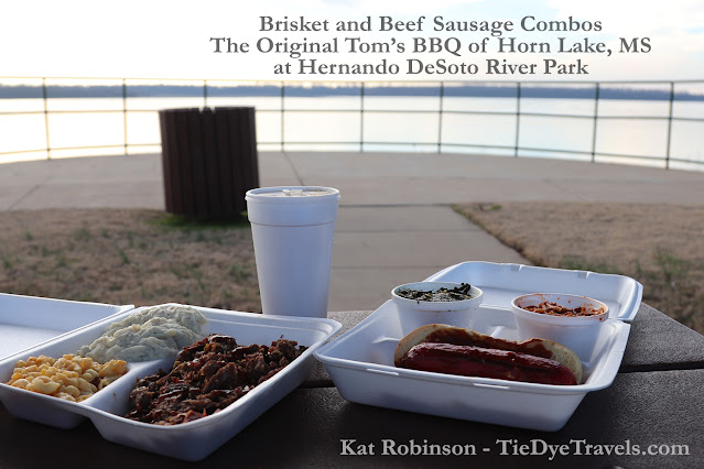 Brisket and beef sausage dinners from The Original Tom's BBQ iin Horn Lake, MS