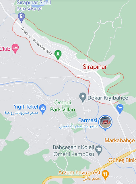 موقع قرية سيرابينار في اسطنبول على خرائط غوغل