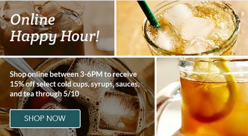 Starbucks Online Happy Hour 15% Off Cold Cups, Syrups, Sauces & Tea