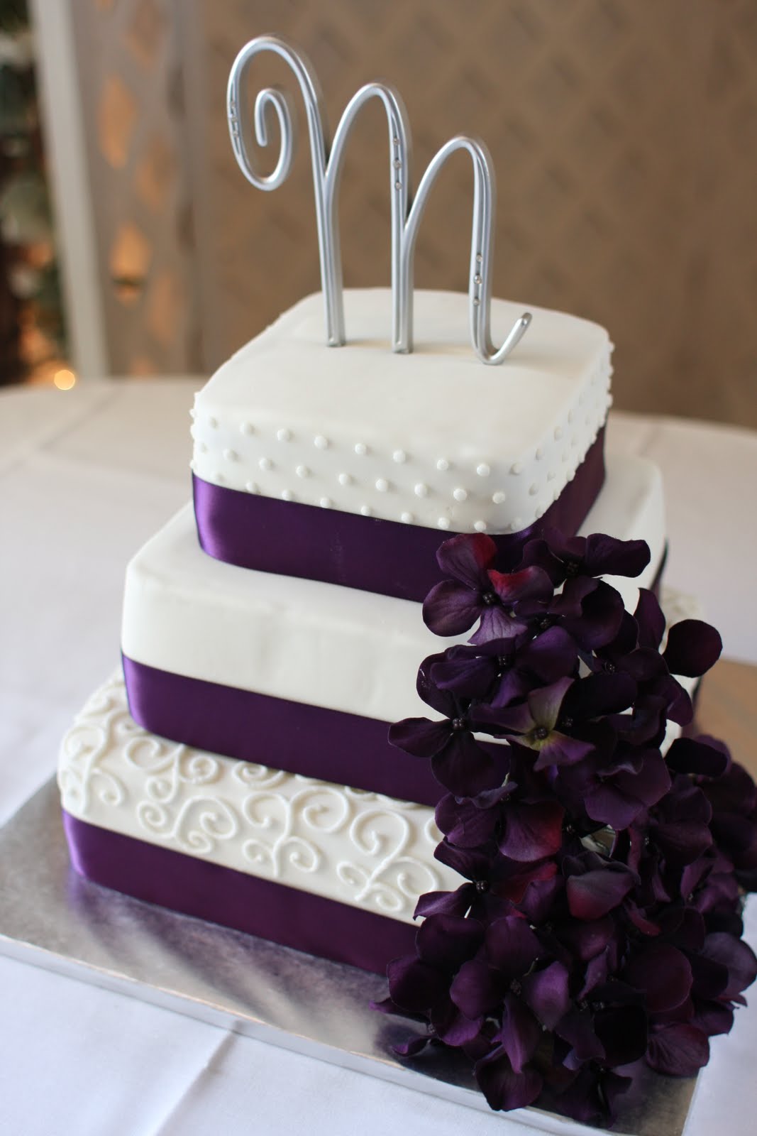 The Buttercream Bakery Purple  White  Wedding  Cake 