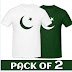  Pack of 2 Green & White Chand Sitara Shirts