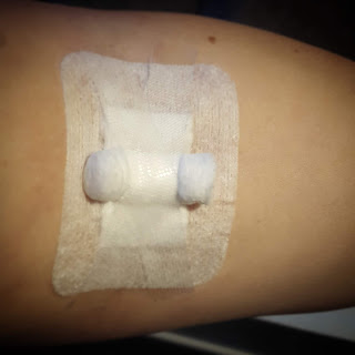 A Plaster on my arm after giving Blood