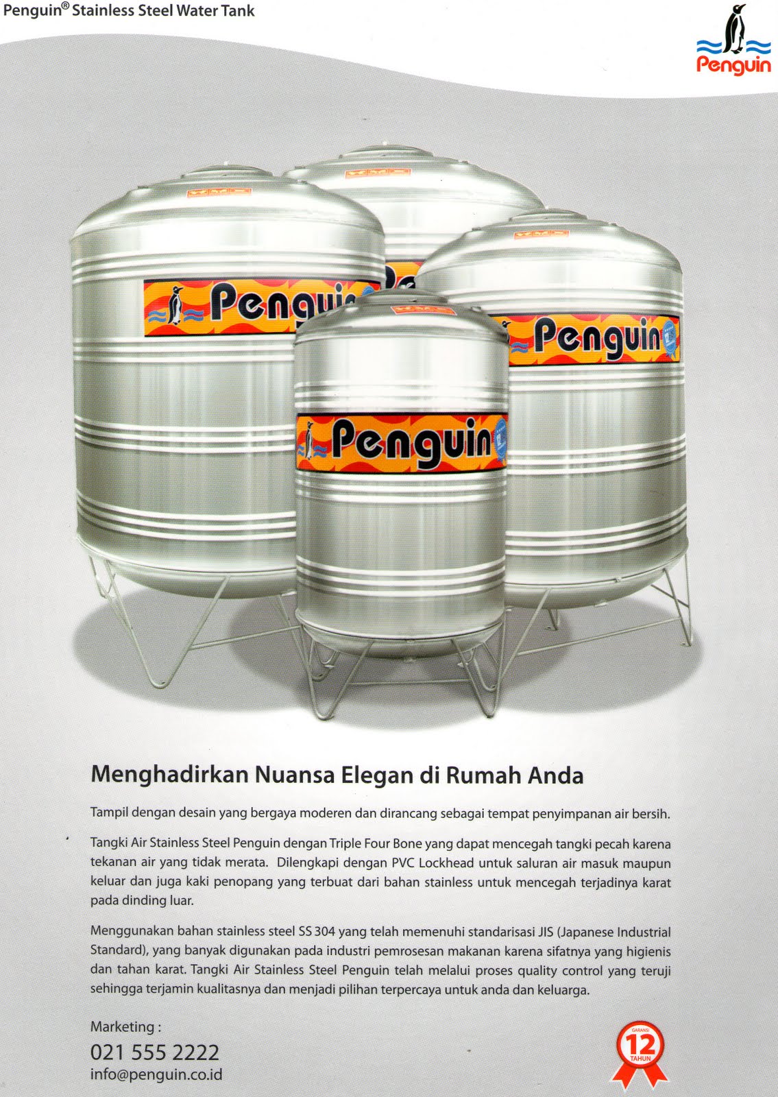 Bahan Material Bangunan Jual Tanki Air Penguin Stainless 