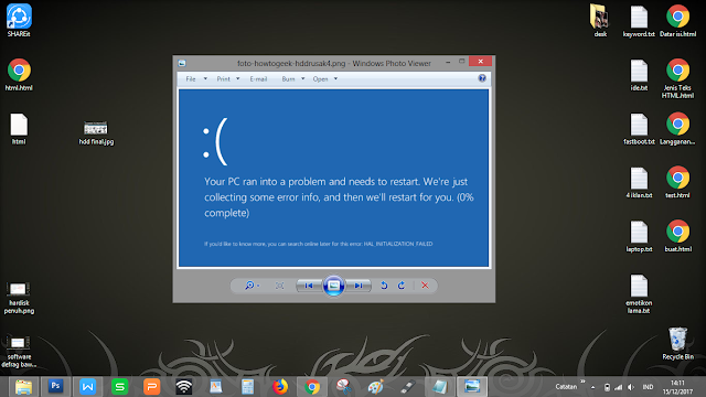 Tampilan error Bluescreen pada PC/Laptop, sangat berbahaya, mencegah