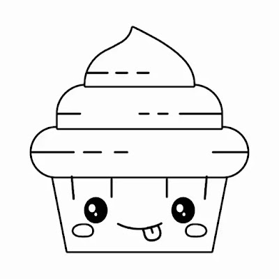 Desenho de Cupcake kawaii com morango para Colorir - Colorir.com