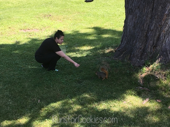 feeding one of the squirrels