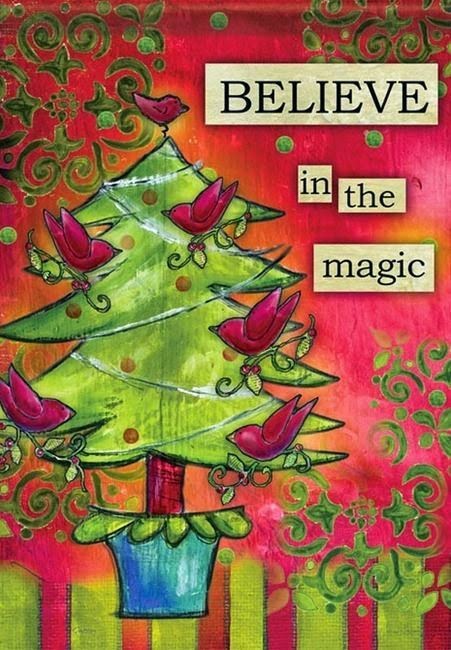 believe in the magic christmas garden flag