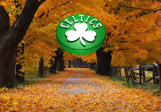 Boston Celtics Free Wallpapers Celtics Upward Logo in Autumn Trees backgrounds