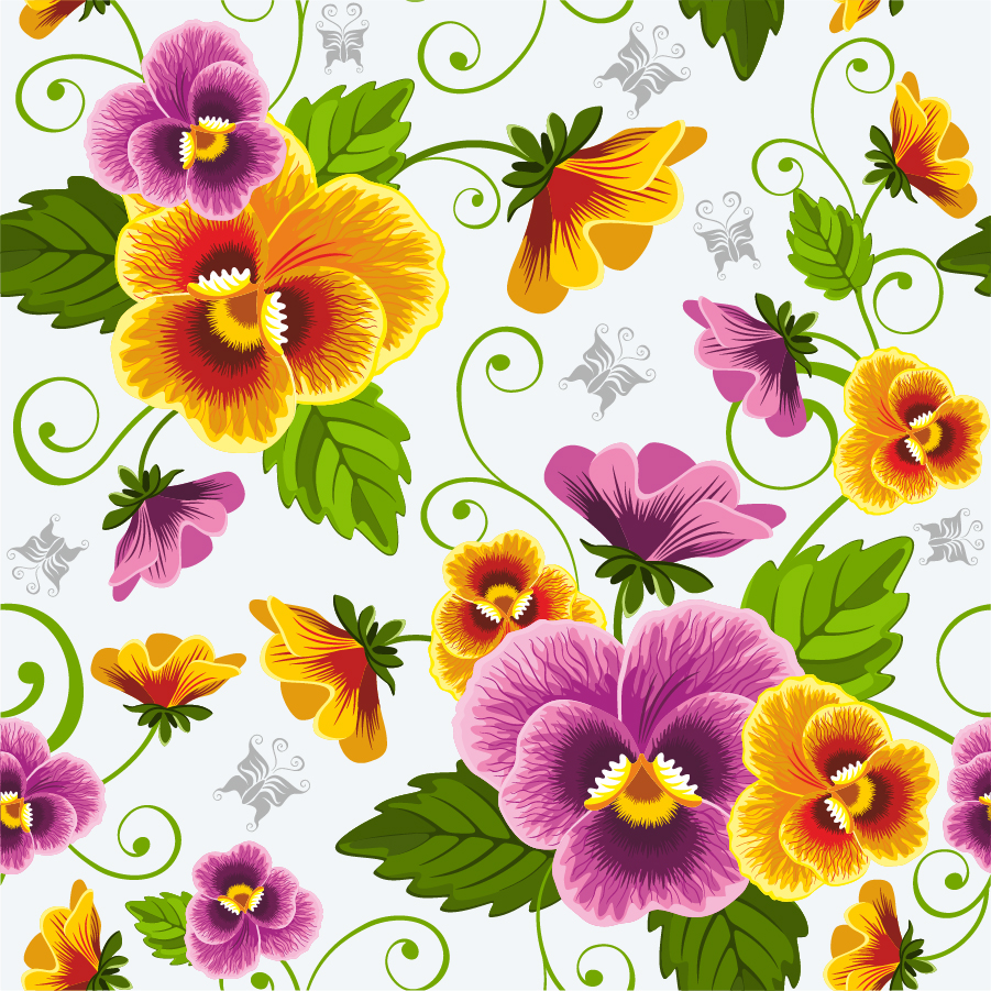 シームレスな美しい花ビラの背景 beautiful flowers vector background イラスト素材