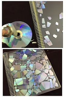 Artesanato com CD para Capa de Caderno