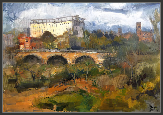 PONT-SANT FRANCESC-PINTURA-MANRESA-RIU-CARDENER-HOTEL-PERE III-LA SEU-PAISATGES-PRIMAVERA-ARTISTA-PINTOR-ERNEST DESCALS