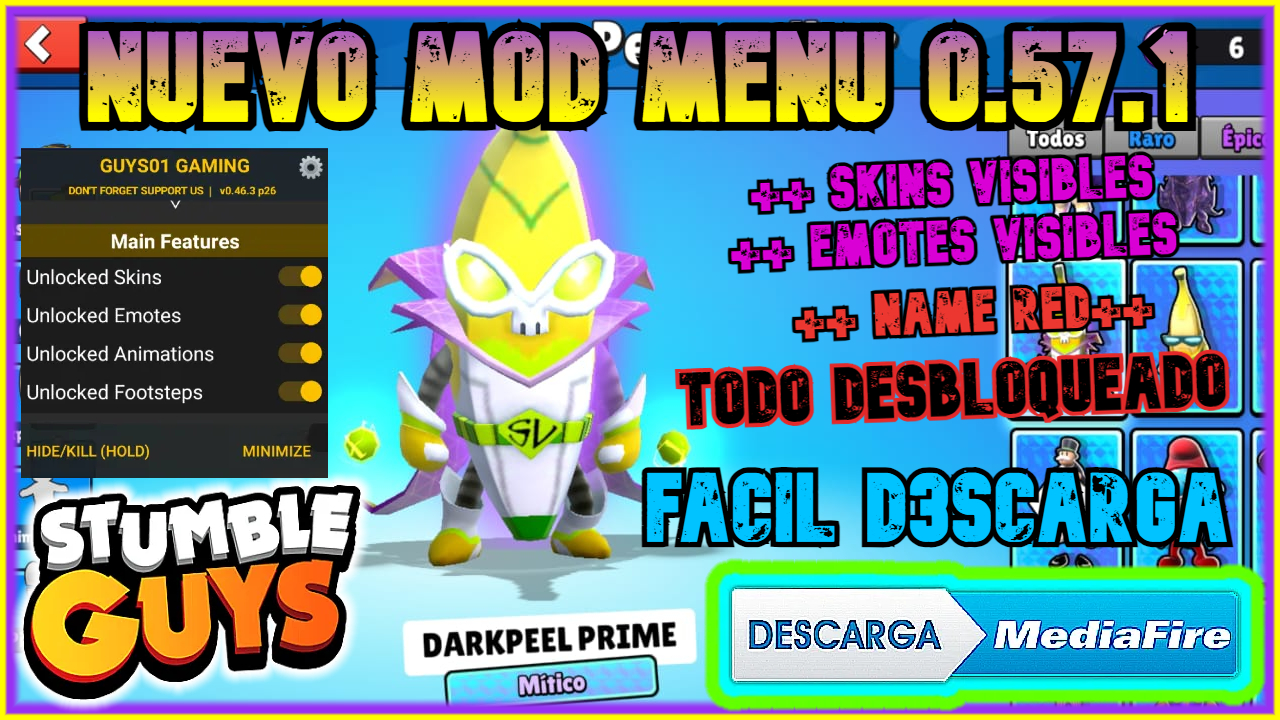 ✅NUEVO MOD de STUMBLE GUYS 0.57.1 VIP OFICIAL ACTUALIZADO, BLOCK DASH INFINITO, VOLAR Y SALTAR ALTO  NUEVO EMOTES VISIBLES y SKINS