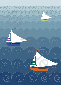 Sailboats on a Wavy Sea (with Illustrator)