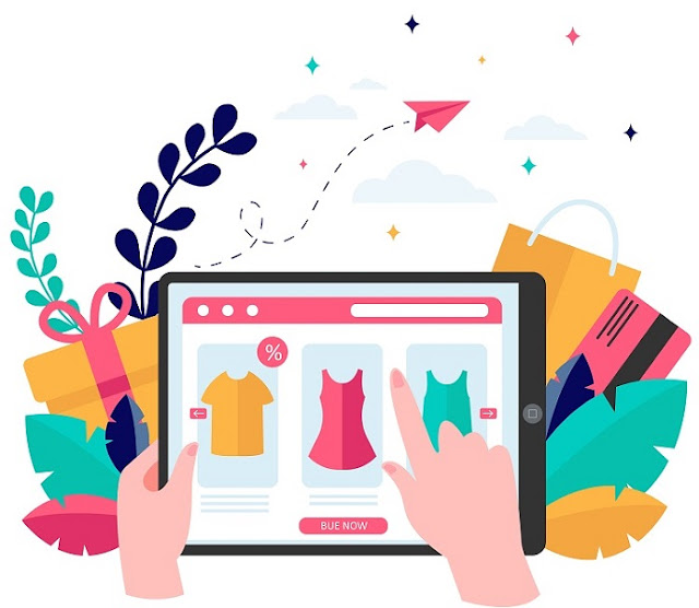 Contoh Ecommerce di Indonesia, shop, online, vector, commerce, illustration, app, buyer, customer, mobile, business, design, money, phone, website, device, clothes, dress, t-shirt, shopping, bag, card, store, touchscreen, market, retail,  e-commerce, digital, purchase, service. technology, marketing, screen, web, sale, application