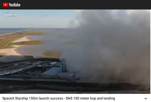 Hooray, Starship SN5 goes up and lands successfully (Source: SpaceX)