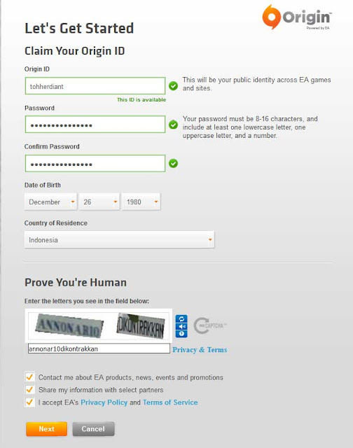 Cara Membuat [Daftar] Akun EA Origin PC Terbaru